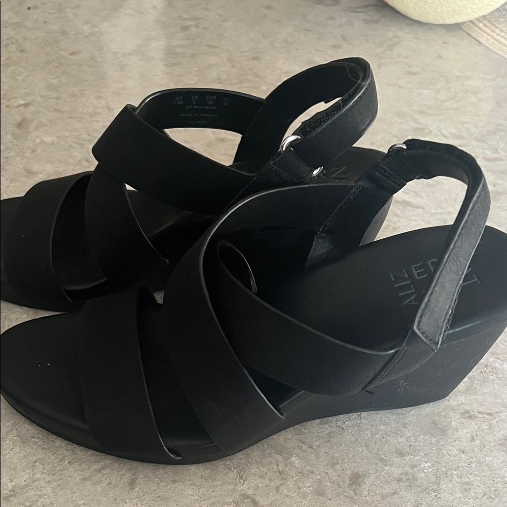 Naturalizer Black Wedge Sandals